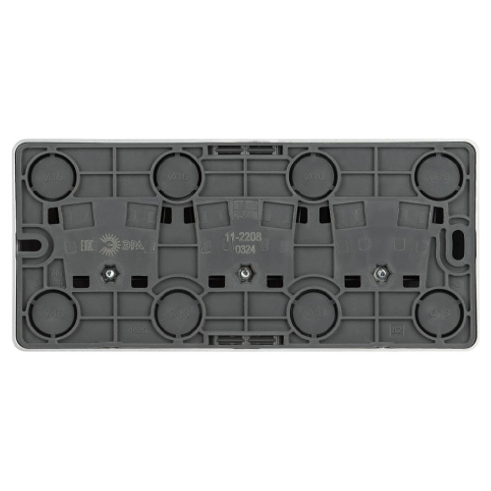 Розетка ЭРА Эксперт 11-2208-03 тройная с заземлением 3х2P+E Schuko IP20 16A-250В ОУ алюминий | Эра Эксперт