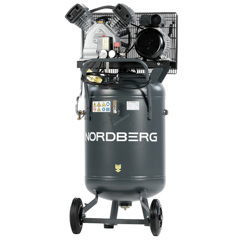 NORDBERG (NCPV100/420A) Компрессор вертикальный поршневой с ременной передачей 220В, ресивер 100л, 420л/мин