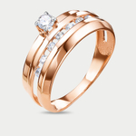 Кольцо женское из розового золота 585 пробы с фианитами (арт. 1105592)