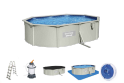 Cтальной бассейн Bestway Hydrium Oval Pool 500х360х120 см + песочный ф/насос 3028 л/ч, лестница, тент, подстилка (56586 BW)