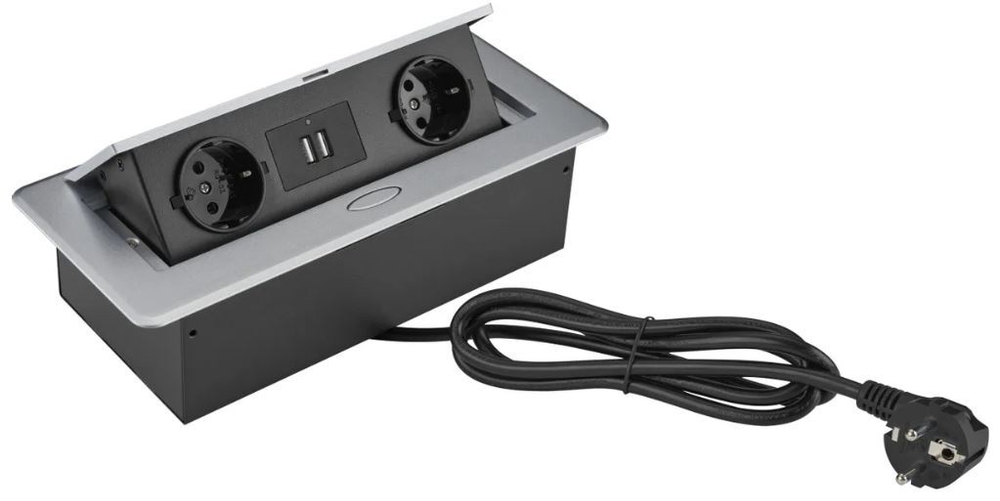 Блок розеток  Cactus CS-SOCKET-EU/USBA-GY