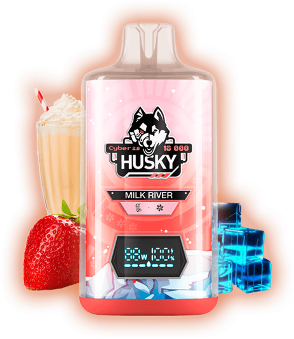 Husky Cyber 2 Milk river - холодный клубничный коктейль 18000 затяжек 20мг Hard (2% Hard)