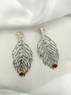 Ювелирные серьги с натуральным гранатом серебро 925