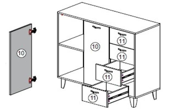 Комод КАТРИН-12 дуб крафт золотой / графит серый