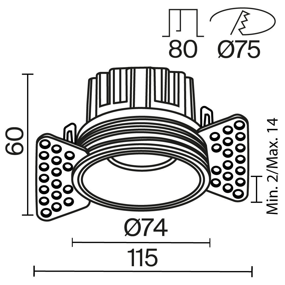 Встраиваемый светильник Technical DL058-12W3K-TRS-BS