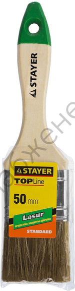 STAYER LASUR 50 мм, 2″ смешанная щетина, деревянная ручка, Плоская кисть, STANDARD (01031-50)
