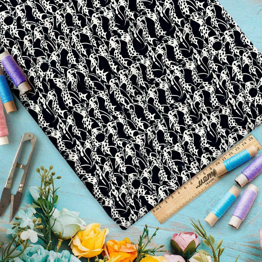 Ткань премиум атлас черно-белая мелодрама