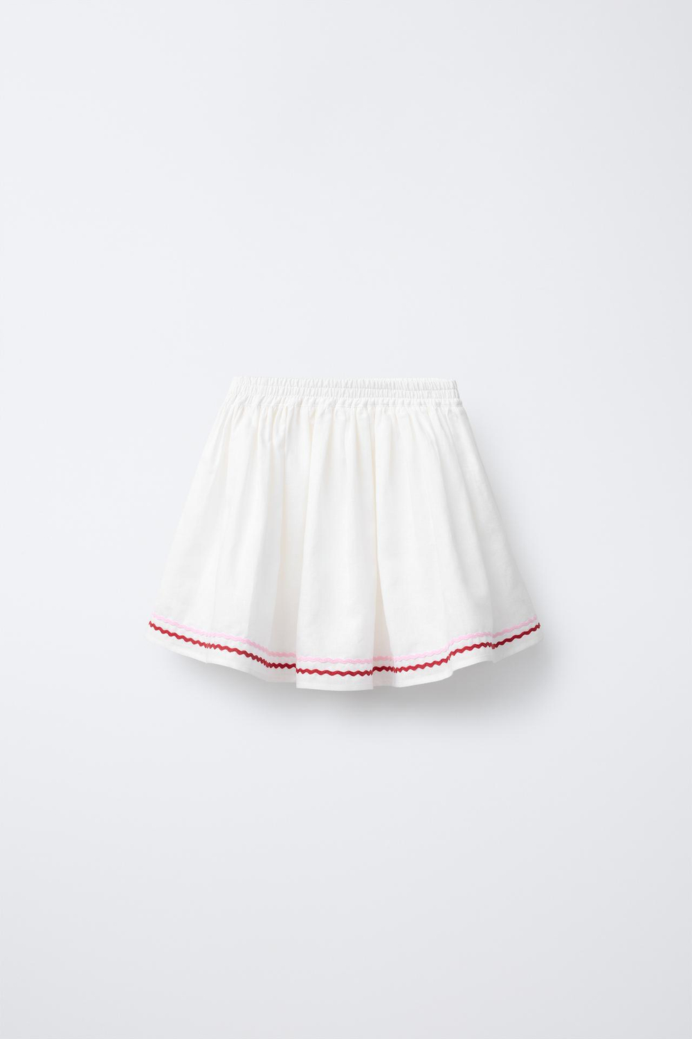 ZARA ЮБКА-ШОРТЫ ИЗ СМЕСОВОГО ЛЬНА С ВОЛНИСТОЙ КРОМКОЙ, СВЕТЛЫЙ ЭКРЮ