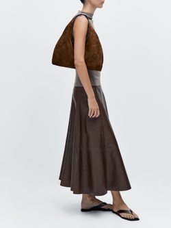 Massimo Dutti Сумка из замши среднего размера, золотой