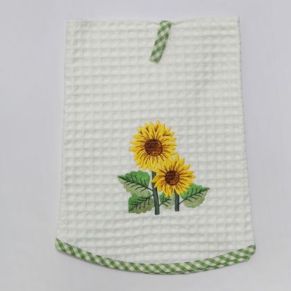 Полотенце круглое 76 Old Florence Girasoli с зеленым кантом зеленое