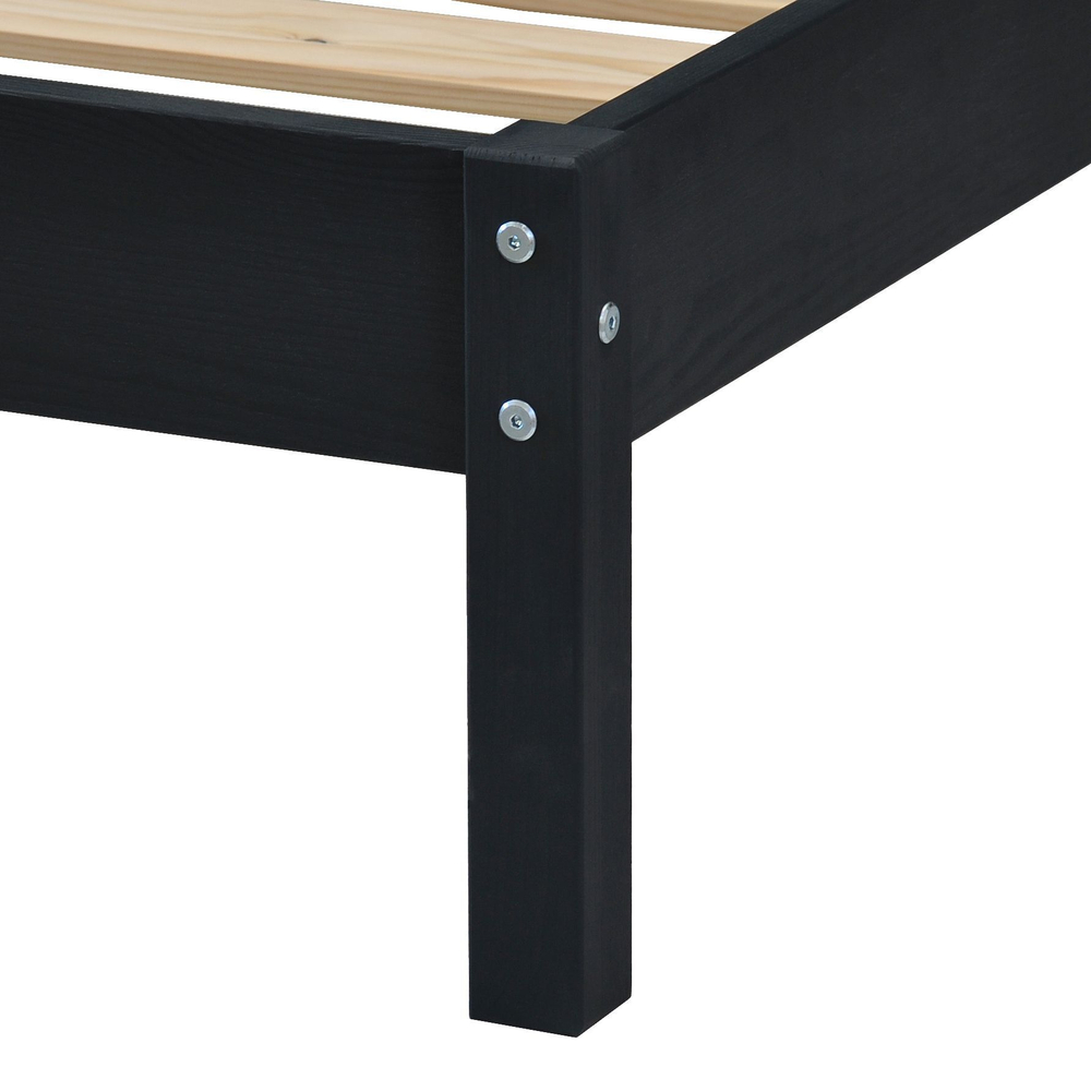 Кровать односпальная 90х200 Тарва из сосны с настилом, серая