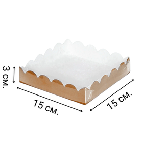 Коробочка для печенья матовое золото, 15 х 15 х 3 см