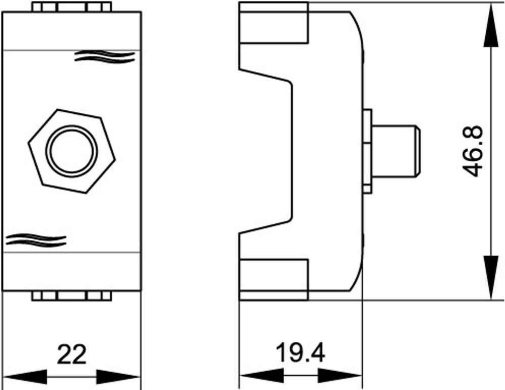 TV розетка оконечная (прямое кабельное соединение), белая, 1мод. DKC