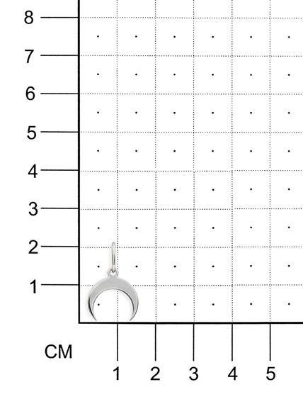 Фото подвески Лунница из серебра, вид на размерной сетке.