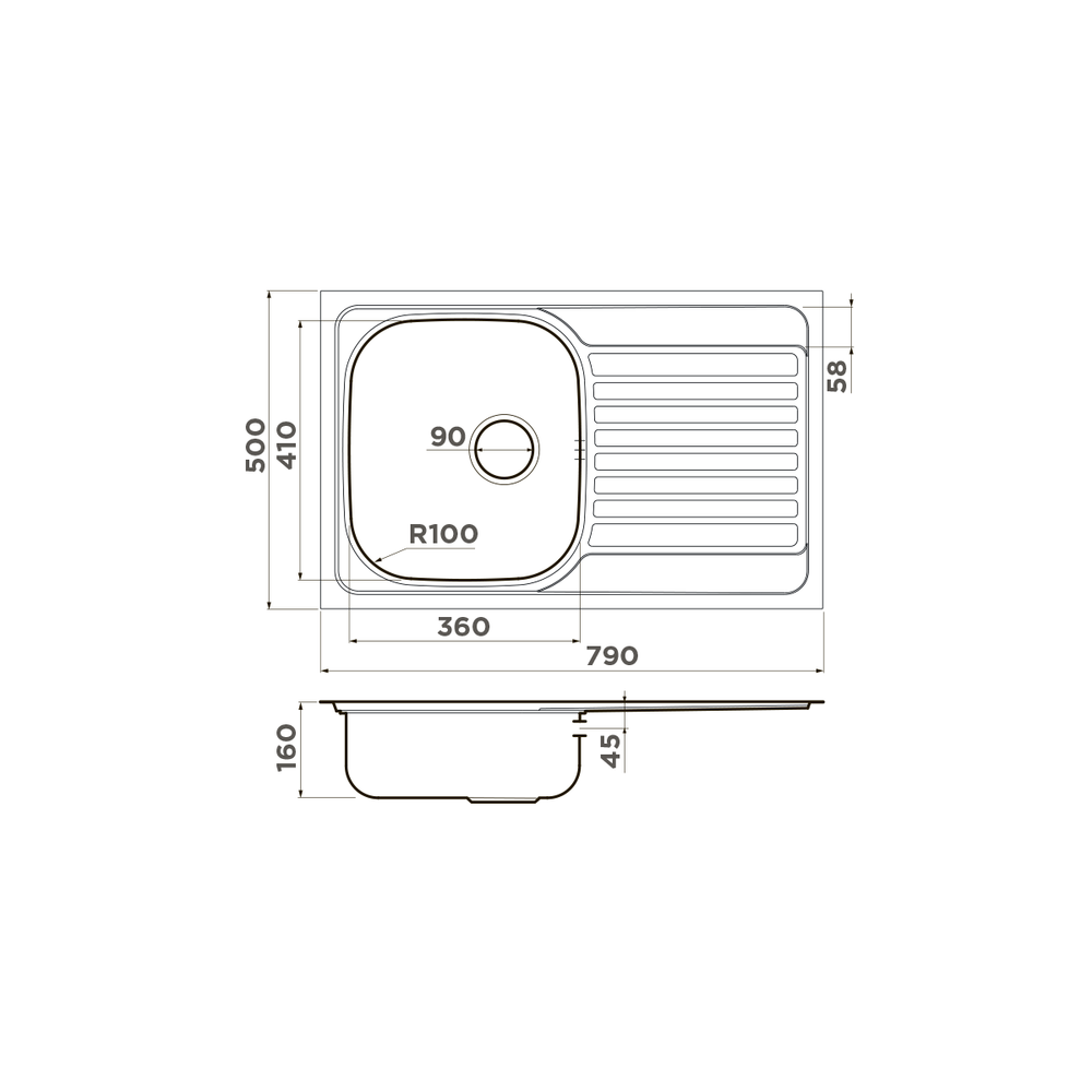 Мойка Omoikiri Kashiogawa 79-IN нерж. сталь | Нержавеющая сталь