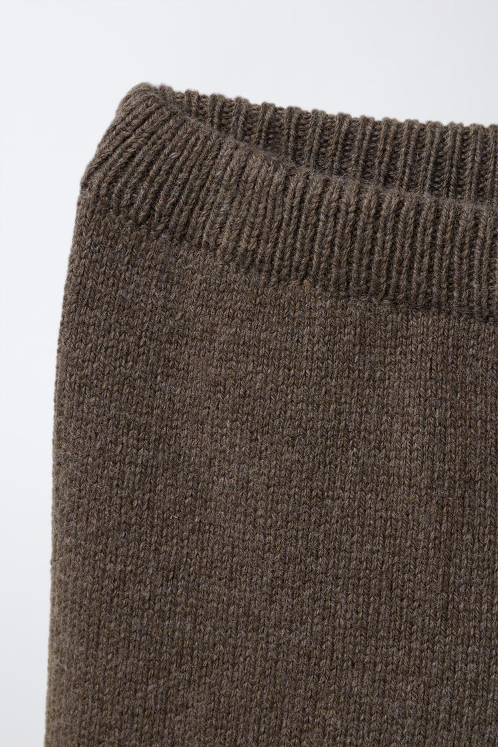 ZARA ТРИКОТАЖНЫЕ БРЮКИ-КЮЛОТЫ С КРУЖЕВОМ, СЕРОВАТО-КОРИЧНЕВЫЙ