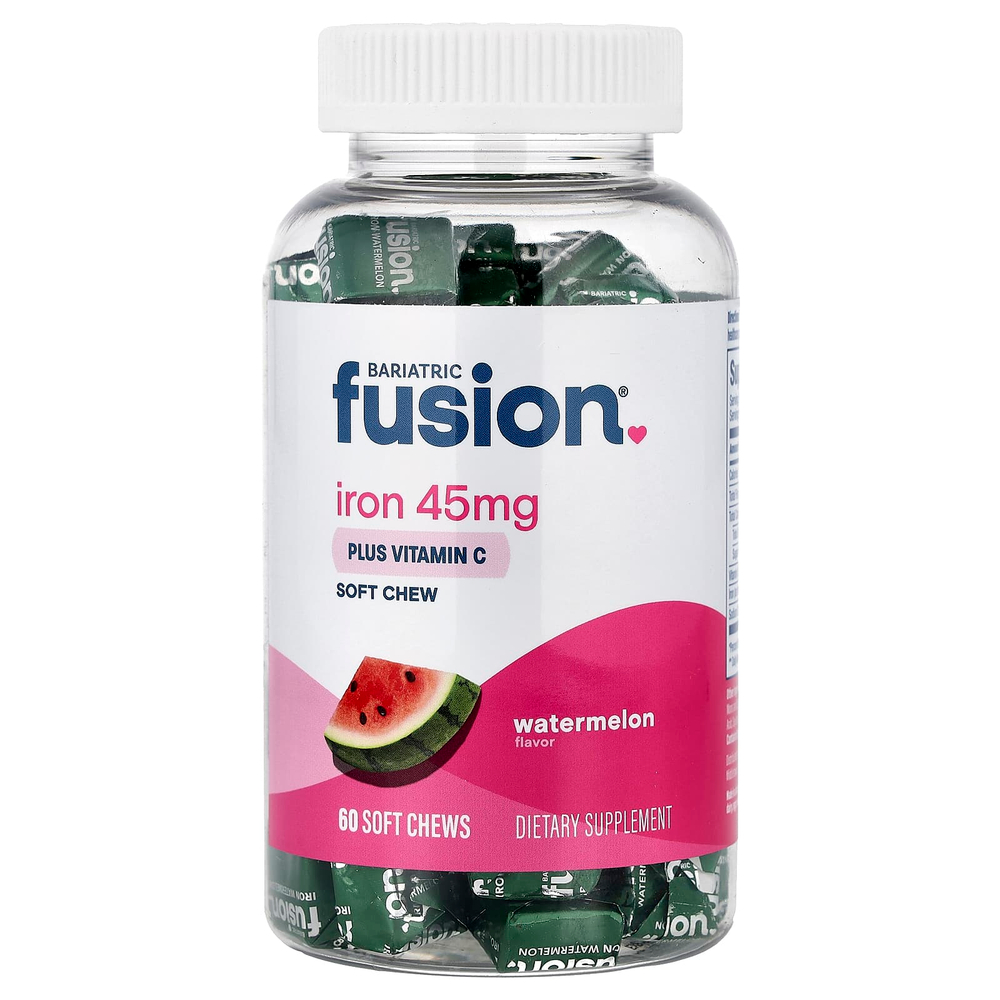 Bariatric Fusion, жевательная добавка с железом и витамином C, со вкусом арбуза, 60 жевательных таблеток
