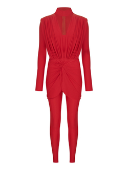 Открытый комбинезон с драпировкой из бифлекса