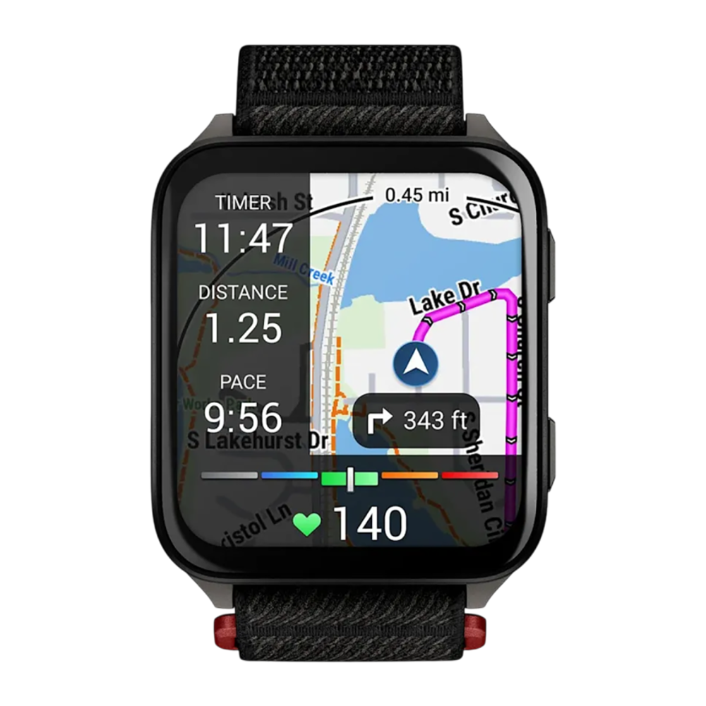 Спортивные часы Garmin Venu X1, чёрный нейлоновый браслет ComfortFit Чёрный безель, AMOLED-дисплей с сапфировым стеклом. Браслет с текстильной застёжкой — на запястье обхватом 140–230 мм