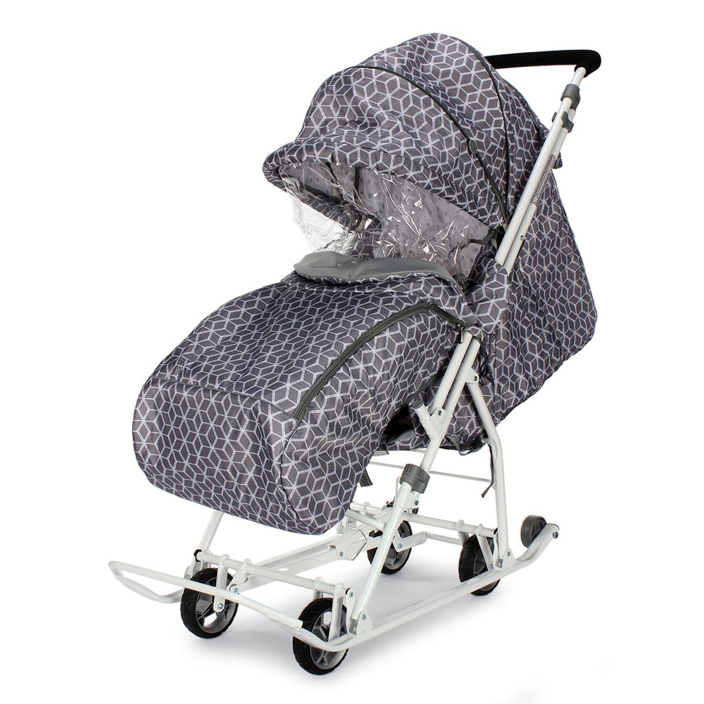 Санки-коляска "Наши Детки 3-1К" с ромбиками серый