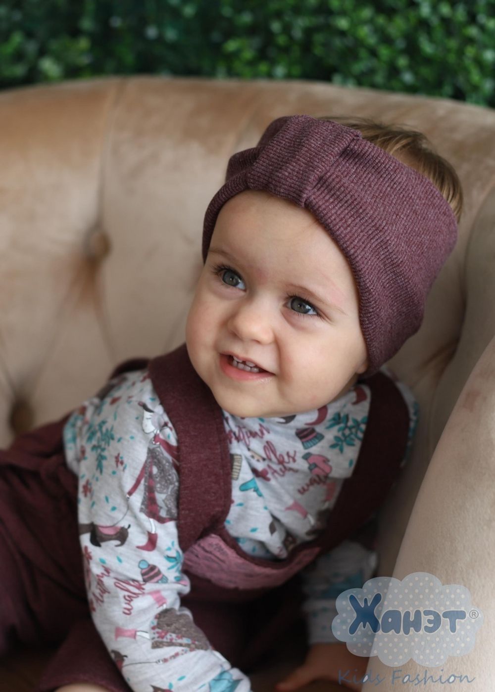 Повязка-тюрбан на голову "Девочка с зонтиком"