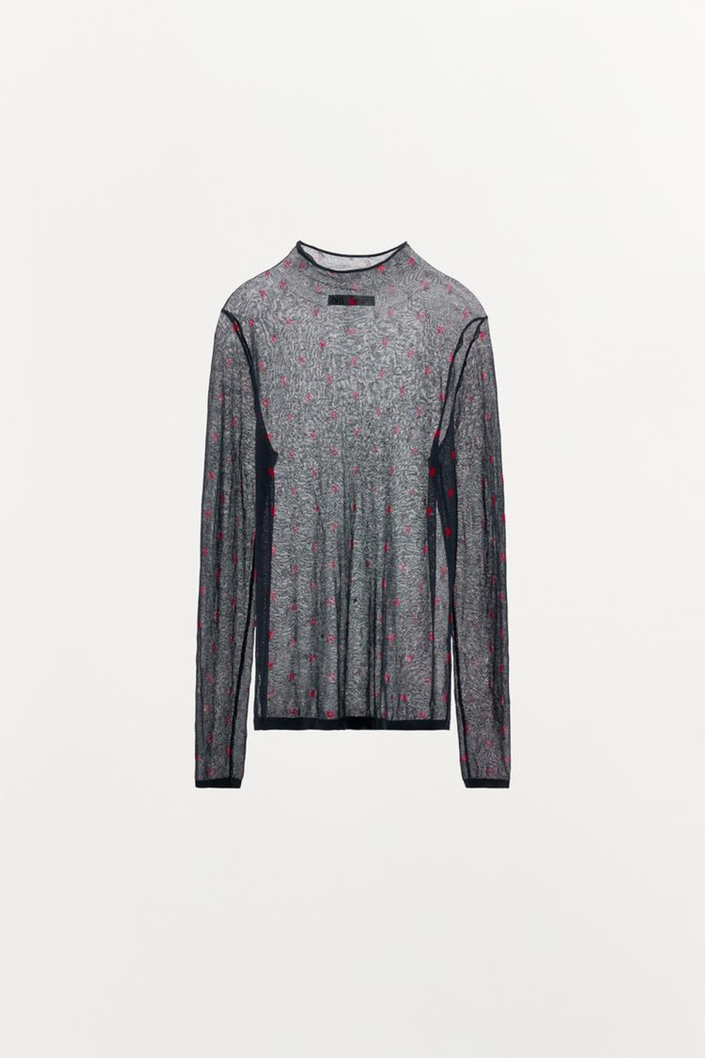 ZARA ТОП ИЗ ТОНКОГО ТРИКОТАЖА С СЕРДЕЧКАМИ, МОРСКОЙ СИНИЙ