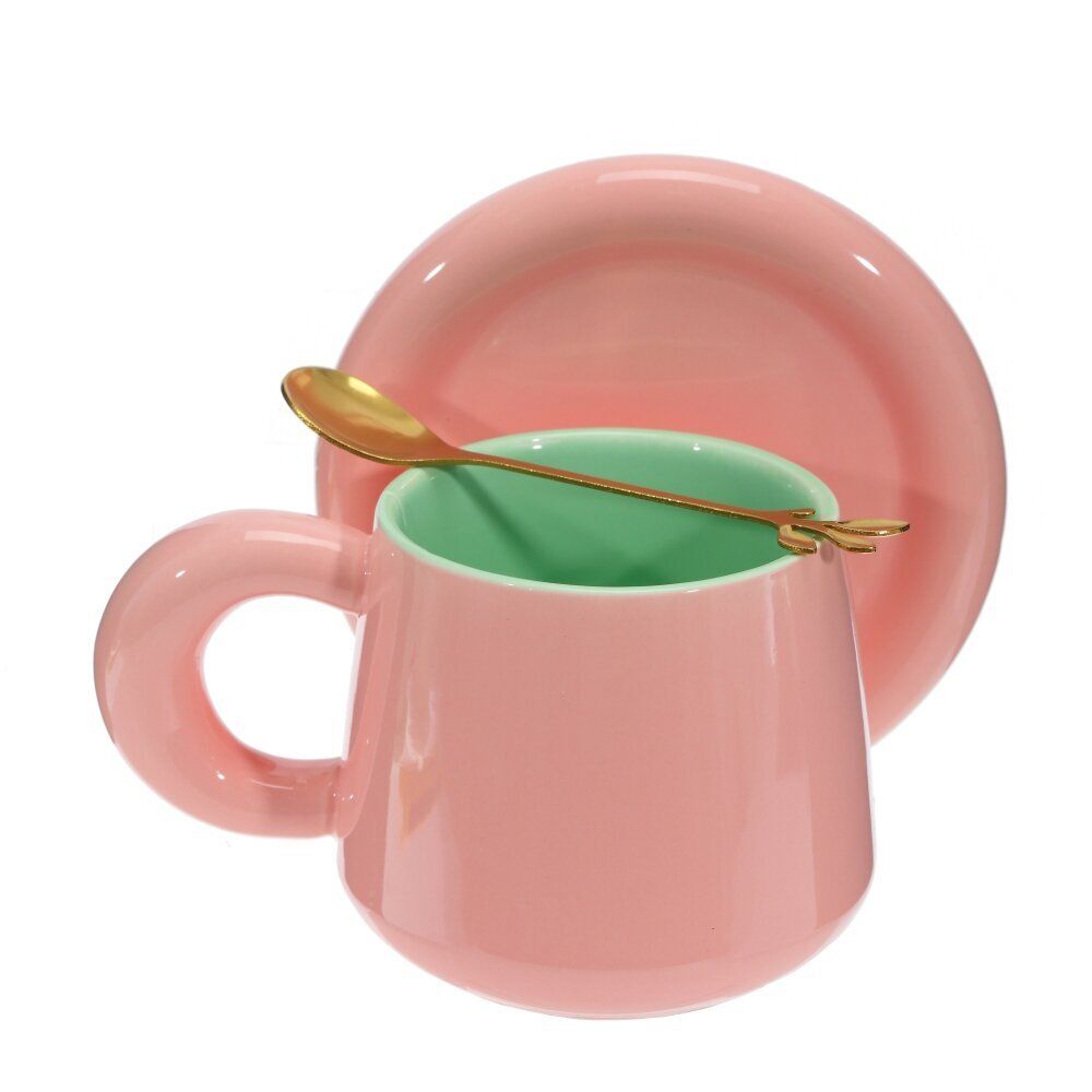 GAEM Кружка с блюдцем и ложкой, 300 мл, L16 W13 H10 см, 4в.