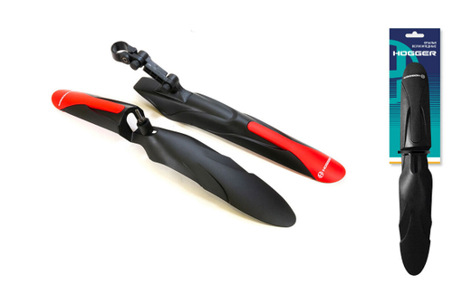 Крылья HOGGER 24-29", к-кт перед./задн., крепеж: перед. в шток вилки, задн. за подседельный штырь; пластик, красно-черный