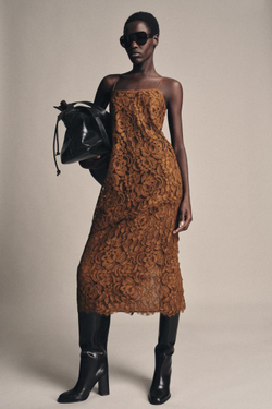 ZARA КРУЖЕВНОЙ ТОП НА БРЕТЕЛЯХ — ZW COLLECTION LIMITED EDITION, ГОРЧИЧНЫЙ