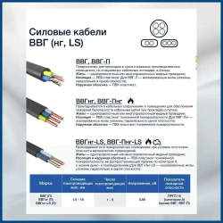 Силовой кабель ВВГнг(A)-LS-П 3 x 1.5 мм², 100 м, 7000 г