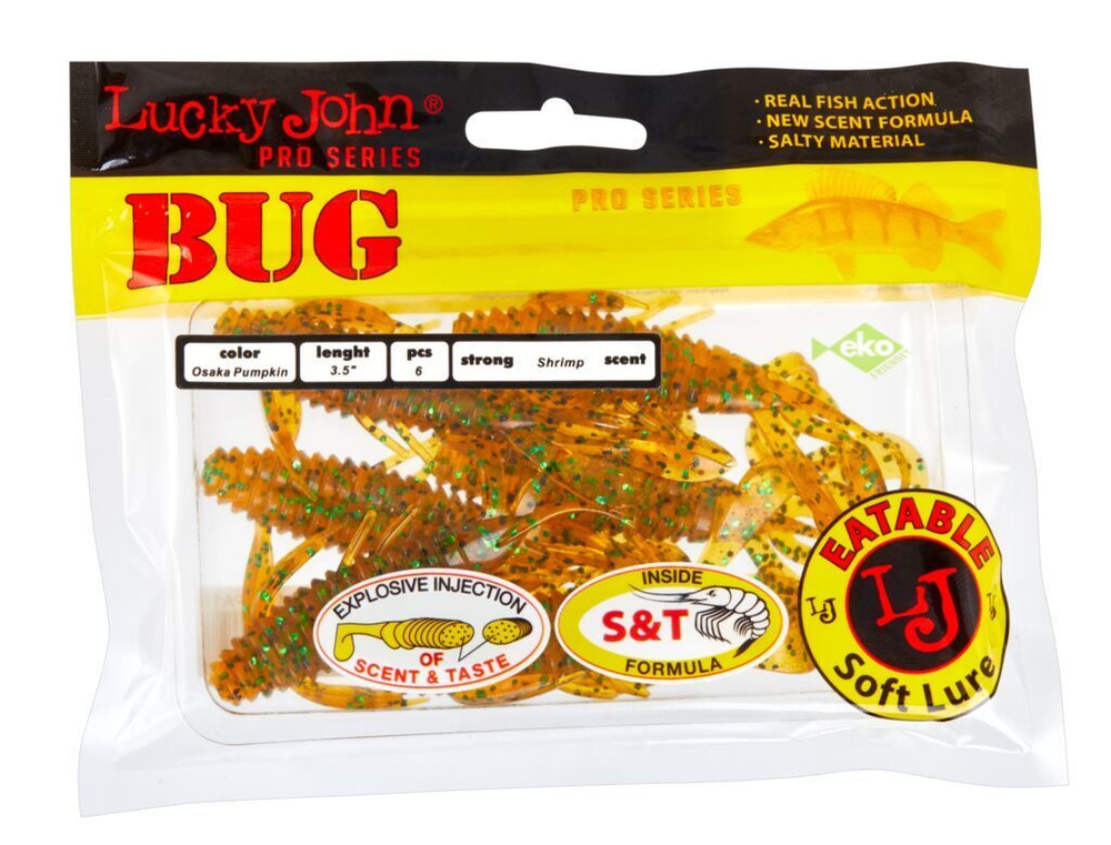 Мягкая приманка Lucky John BUG 3.5in (89 мм), цвет PA19 6шт.