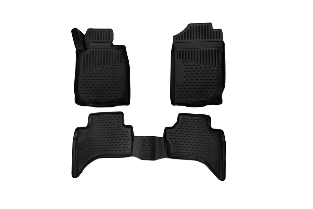 Коврики Standard, 3D в салон MITSUBISHI L200/Triton manual & automatic, 2016- , Double cab., правый руль, 3 шт. (полиуретан, чёрные) Element.ELEMENT3D3501210