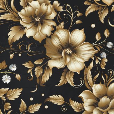 Золотые цветы на темном фоне