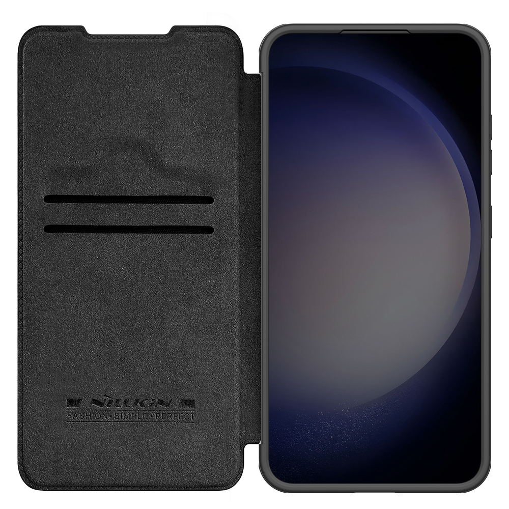 Кожаный чехол книжка с откидной крышкой для камеры от Nillkin для Samsung Galaxy S24, серия Qin Prop Leather Case