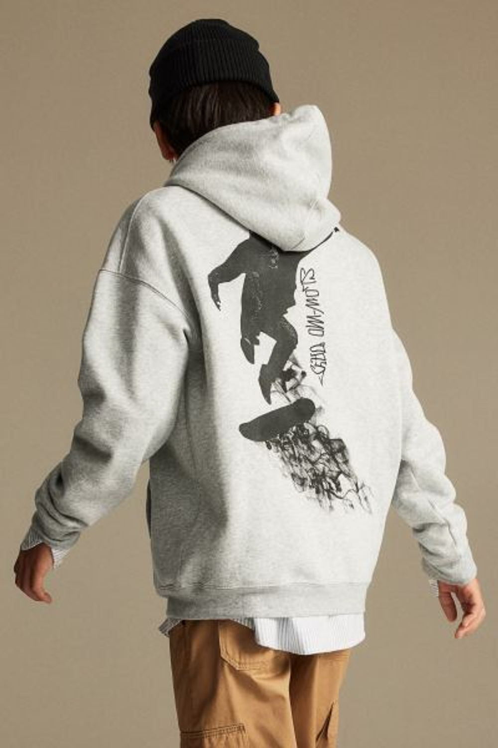 H&M Толстовка с надписью и капюшоном, серый