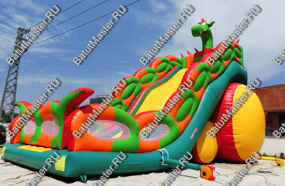 Коммерческий надувной батут-горка "Дракон" 15*7*11 м