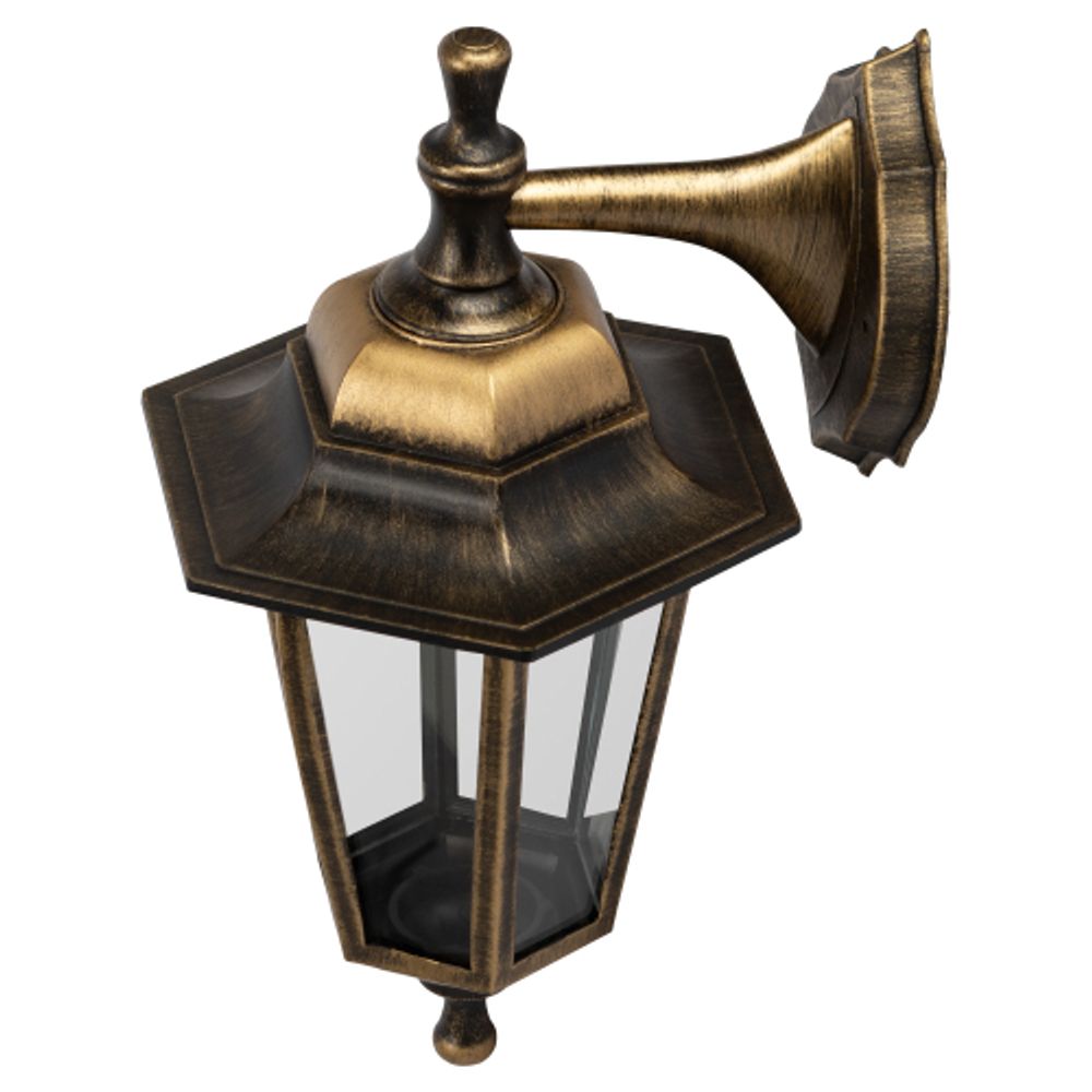 Садово-парковый светильник ЭРА НБУ 06-60-001 бронза 6 гранный настенный IP44 Е27 max60Вт | Садово-парковые светильники