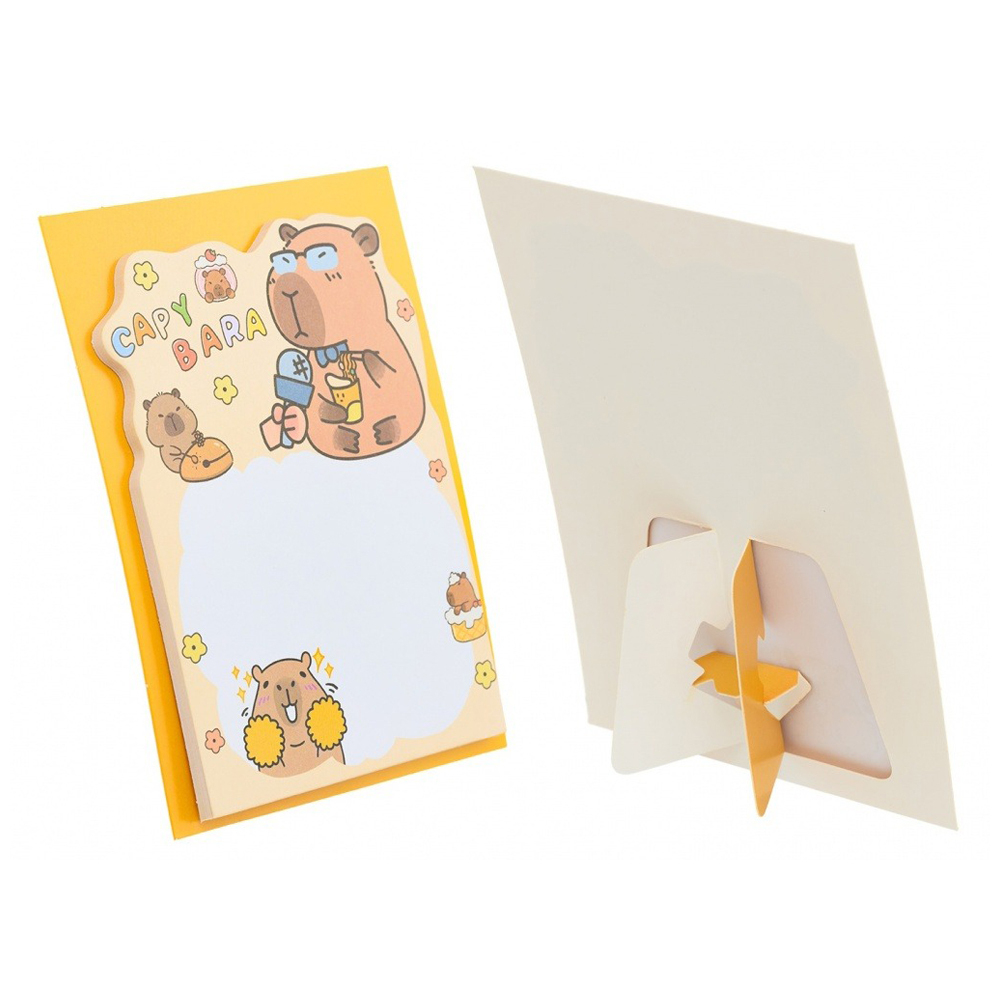 Блок для записей Basir, с липким слоем, 10*7.5 см, серия "Капибара", 75 листов