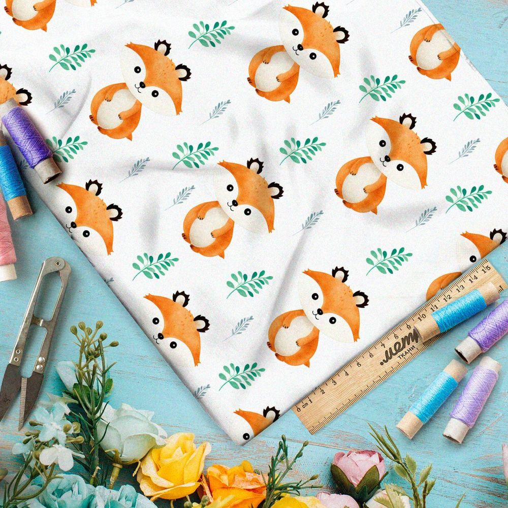 Ткань премиум шифон лесные зверьки