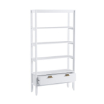 Стеллаж «Бридж» сквозной широкий с 1 ящиком белый лак