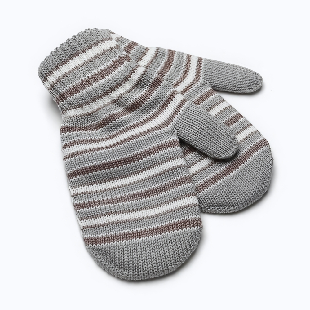 Варежки для мальчика двойные, серый с коричневым, р. 16/ 4529135 СНЕЖАНЬ, 1 шт.