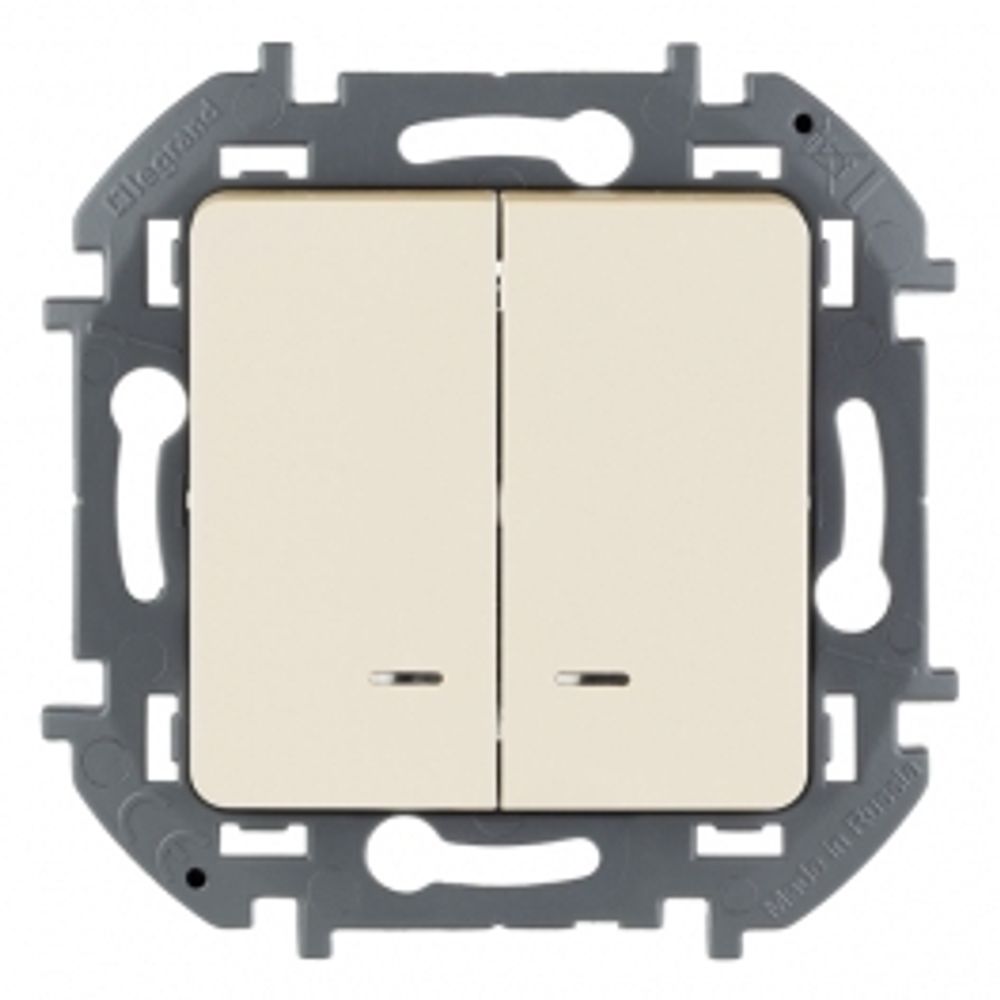 Выключатель 2-клавишный с подсветкой LEGRAND Inspiria 673631 слоновая кость