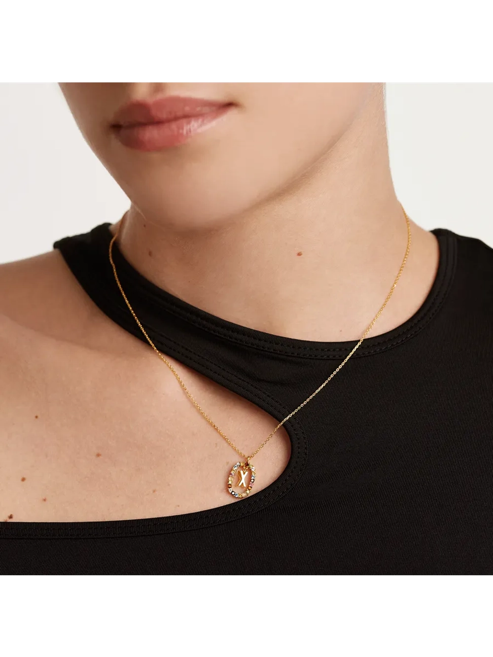 Колье Буква X серебро 925 пробы покрытое золотом