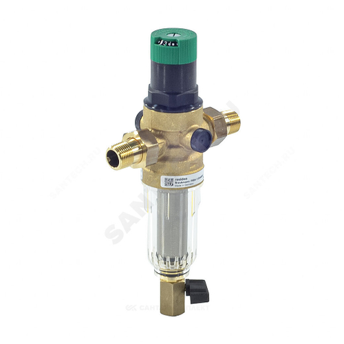 Фильтр сетчатый T-образный латунь Ду 20 Ру16 Тмакс=40 oC G3/4" НР FK06 с регулятором давления Honeywell-Braukmann FK06-3/4“AA