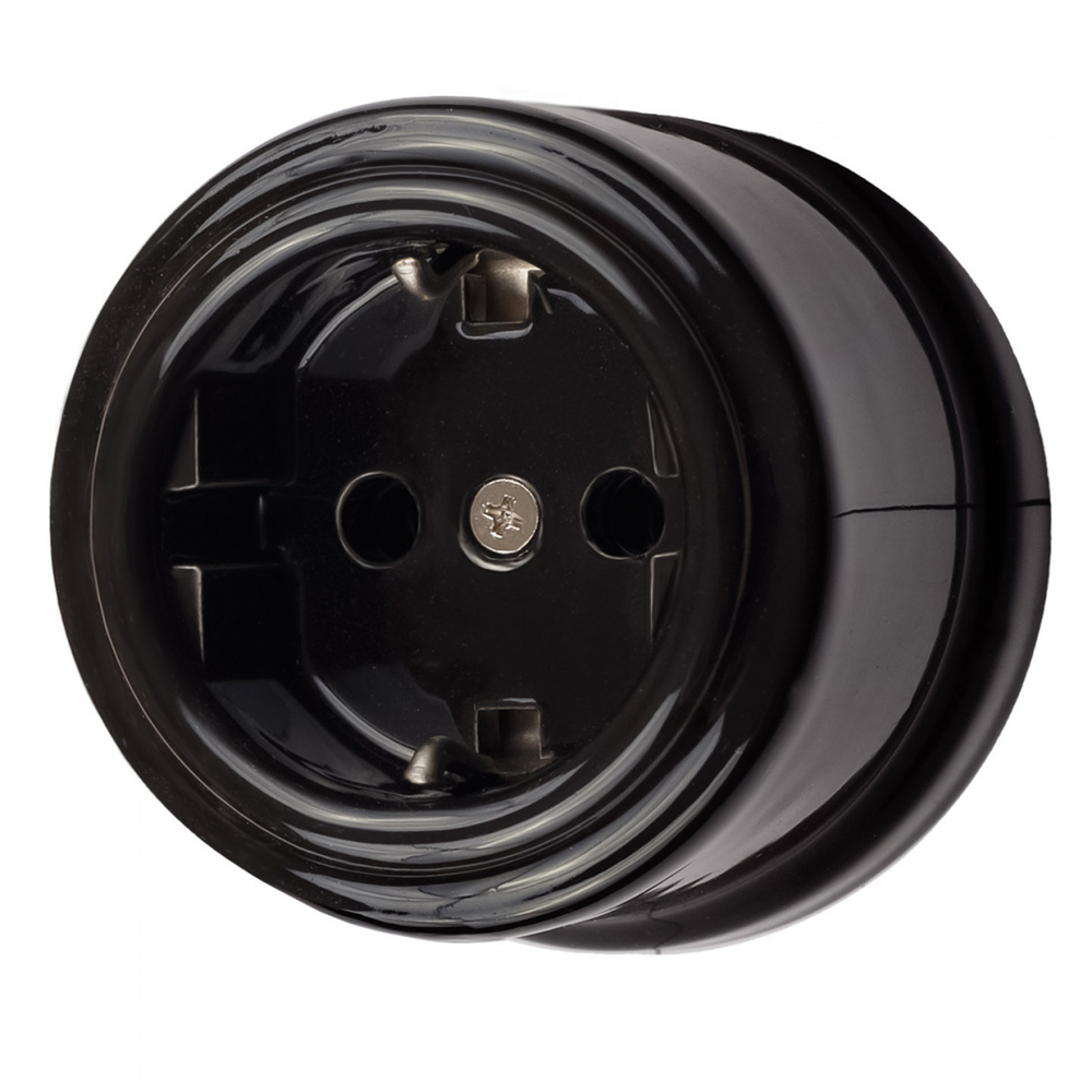 Розетка с З.К., керамика, цвет черный B1-101-03