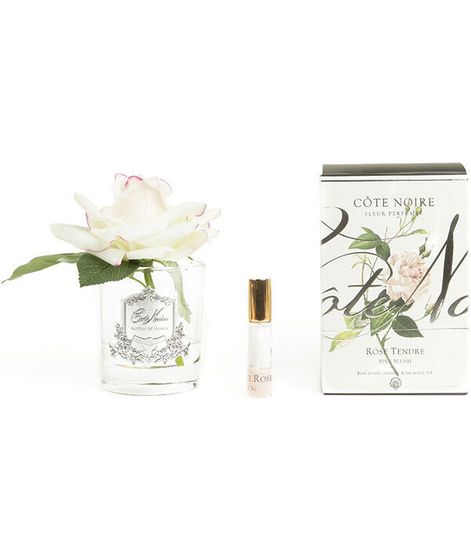 Роза ароматизированная светло-розовая в прозрачной вазе, Cote Noire