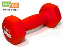 Гантель GO DO в виниловой матовой неопреновой оболочке.  Вес 2,5 кг.  (Красный)