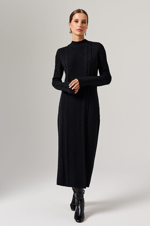 51598 Платье женское (черный меланж)