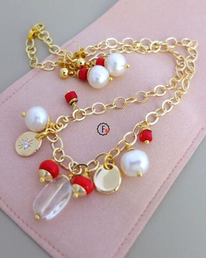 Цепочка с подвесками и серьги