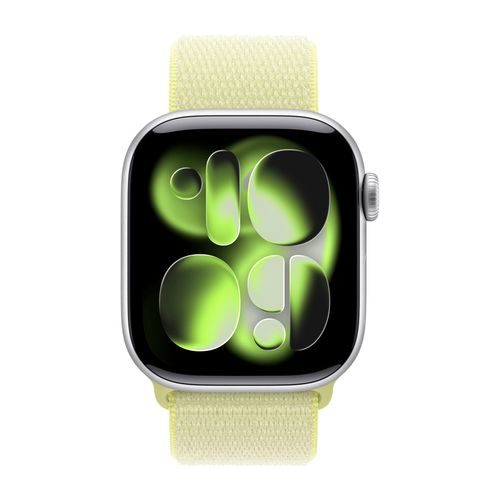 Умные часы Apple Watch Series 11 GPS, 42mm, Silver Aluminium Case with Neon Yellow Sport Loop